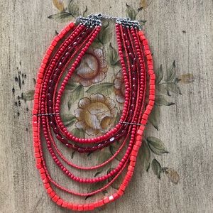 Red multi-strand necklace